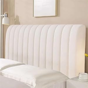 Stretch Headboard Covers for Queen King Size Bed Headboard Slipcover, Thicken Dustproof Protector Cover for Bedroom Decor Ivory, 63 in