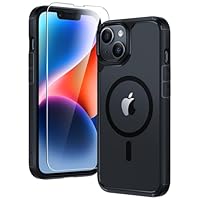 TAURI for iPhone 13 Case, [Compatible with MagSafe] with Screen Protector, Not-Yellowing Military-Grade Protection Shockproof Slim Magnetic Case for 13, Black