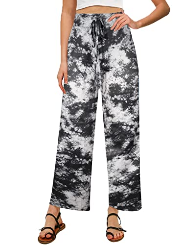 Image of NEWCOSPLAY Women's Comfy Pajama Pants Casual Drawstring Palazzo Lounge Wide Leg Pants
