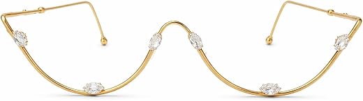 Cart Log Bridal Facelet Jewellery Gold Plated Zigzag Wave Shape Face Frame for Women Crystal Face Jewellery - Bridal Glass...