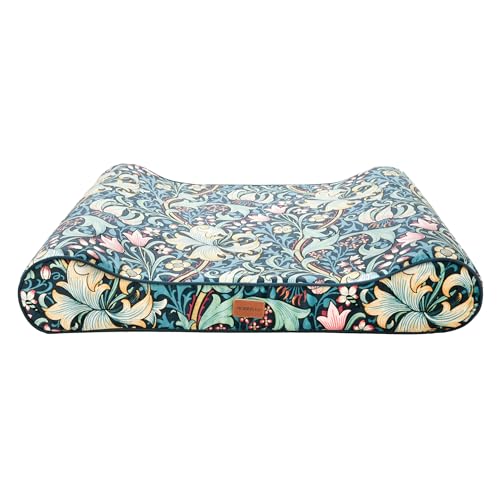 Rosewood x Morris & Co. Golden Lily Matelas inclinable pour Chien en Mousse à mémoire de Forme avec imprimé emblématique William Morris, Housse Lavable,...