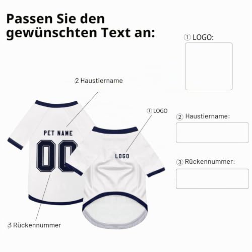 Personalisiert Haustiere Fußball Trikot, Individuelle Haustier T-Shirts mit Name/Nummer/Logo, Sommer T-Shirts für Kleine Mittlere Bis Große Hunde (8)
