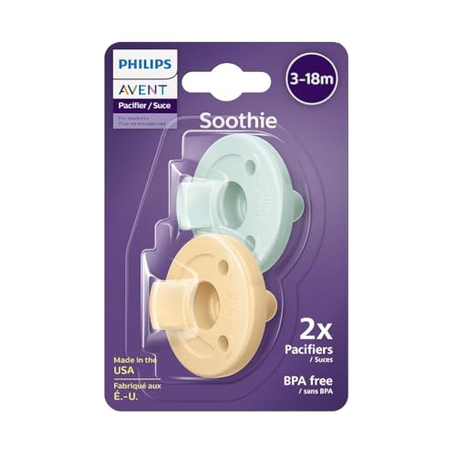フィリップス Philips Avent Soothie Pacifier おしゃぶり シリコーン 3-18ヶ月用 2個パック (イエロー＆グリーン)