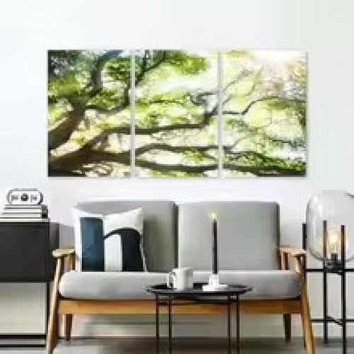 Peinture de paysage arbre soleil sur toile moderne 60x110 cm en lot de 3 affiches sans cadre