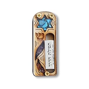 Jewish Judaica Wood Star of David Automotive Mezuzah with Traveler’s Prayer Scroll
