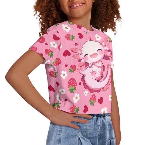 Image of Kids Crop Top Short Sleeve T-Shirts for Girls Size 5-14
