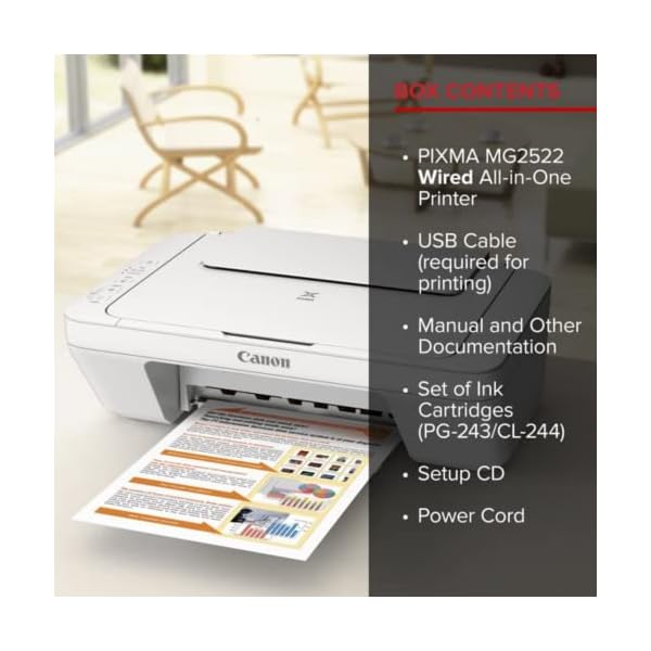 Canon PIXMA MG Series All-in-One Color Inkjet Printer, 3-in-1 Print, Scan, and Copy or Home Business Office, Up to 4800 x 600 Resolution, Auto Scan Mode, with 6 ft NeeGo Cable - Image 4