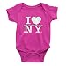I Love NY New York Baby Infant Screen Printed Heart Bodysuit Hot Pink Small 0...