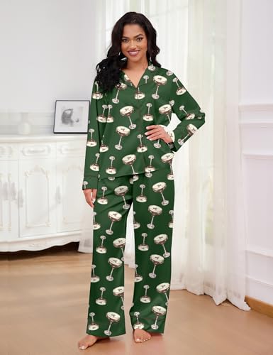 Image of SHESHOW Satin Pajamas for Women Set Long Sleeve Button Down Sleepwear 2 Piece Nightwear Women Pjs Sets Size XS-XXL