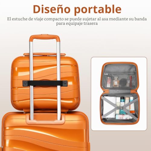 Miniatura 5 de Kono Juego De 4 Maletas, Maletas De Viaje Cabina, Maletas De Mano Con Cerradura Tsa, Equipaje De Viaje Ligeras, Resistentes Naranja