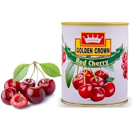 Bakers King Golden Crown Red Cherry Regular with Stem Fruit Canned (840 gm, Pack of 1 )