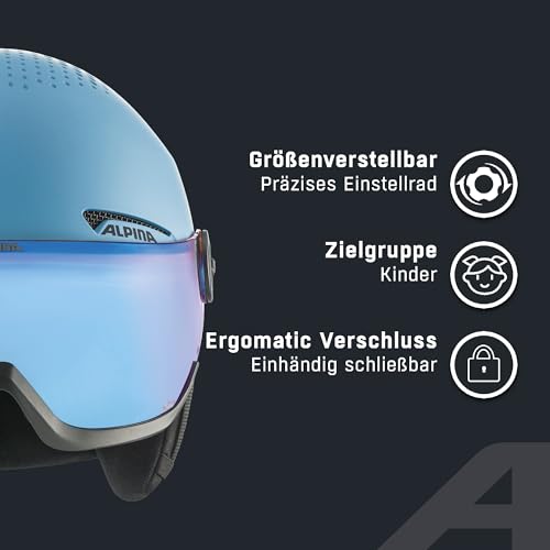 ALPINA ZUPO Visor Q-LITE Kinderskihelm, Smoke-Blue matt, 48-52 cm – Ansicht 3