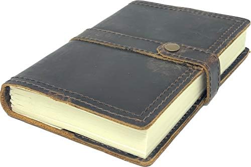 Tuk Tuk Press, Ranger Edition, Handmade Buffalo Leather Journal, Rustic Weathered Design, 200 Tree Free Thick Recycled Blank Cotton Pages, (8 Inches x 6 Inches)