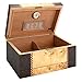 Humidor Supreme Florina Desktop Cigar Humidor with Accessory Drawer, Gorgeous Walnut Burl and Mapa Burl Glass Hygrometer, Spanish Cedar Tray, Adjustable Dividers, Lock and Key Holds 45-80 Cigars