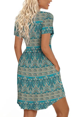 Image of LONGYUAN Womens Long Sleeve Dresses Casual Loose Fit Swing Dress Hide Belly with Pockets