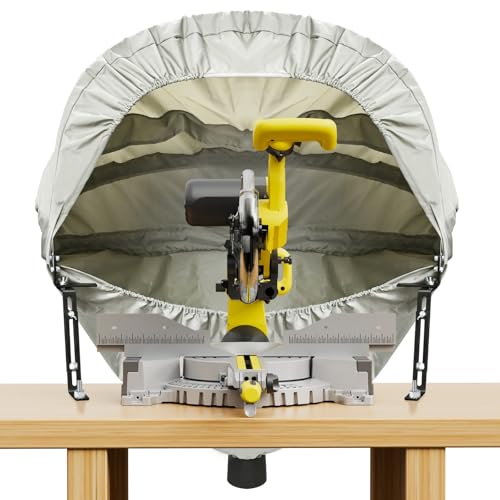 cernzard Miter Saw Dust Collector Hood Heavy-Duty Oxford Fabric Dust Solution for Table Miter Saw with 4 Vacuum Port & Storage Bag Fits Most Standard 10 Sliding/Chop Saws Grey