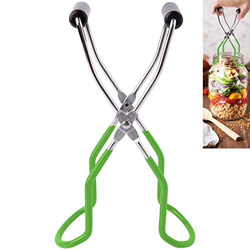 Eeoyu Canning Jar Lifter Tongs Stainless Steel Jar Lifter with Grip Handle for Home Kitchen (Green) 
