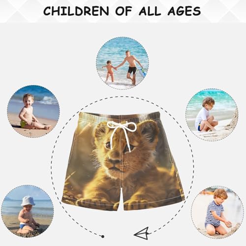 visesunny Summer Boy's Beach Shorts Sunset Little Lion Quick Dry Swim Trunks Baby Boy Bathing Suit4