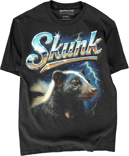 BABATEES Skunk Heavy Metal 80s Black Tshirt - 100% Cotton - for Men & Women