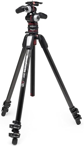 Manfrotto Kit Trípode de 3 secciones, trípode para cámara con cabezal de 3 vías en aluminio con sistema de liberación rápida de movimiento, kit de