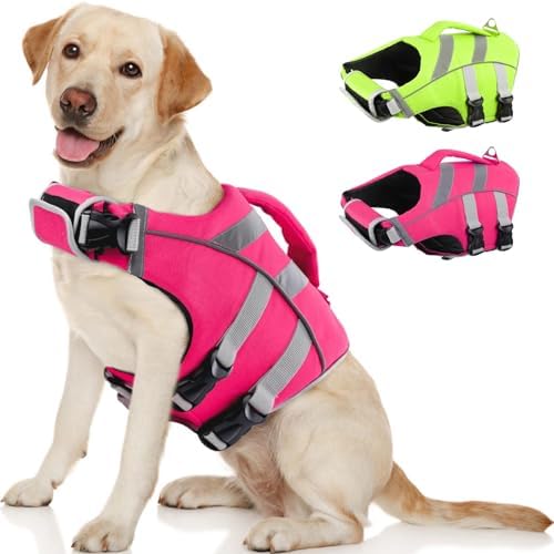 Kuoser Medium Dog Life Jackets Reflective Swim Vests for