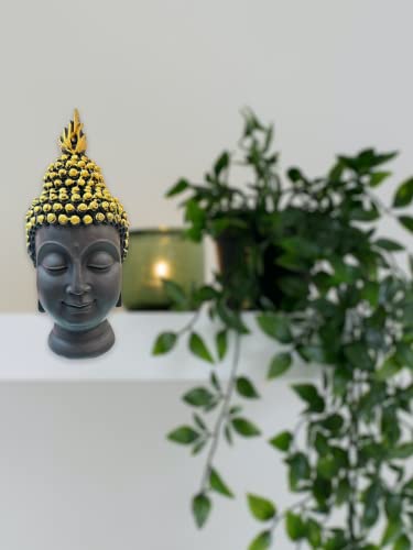 Image of AUGEN Polyresin Buddha Idol Gold Black Statue Showpiece for Home Decor Decoration and Gifting (1 Piece,G2-316)
