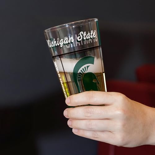 Image of Logo Brands NCAA oz Stained Glass Pint Glass - 3D Embossed Logo & Bold Team Colors - Durable Sports Fan Beer Glass for Home, Bar & Tailgates