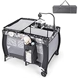 LIFEZEAL Faltbarer Babybett, Laufgitterbett Oxford-Gewebe & PP, Multifunktionales Baby Beistellbett...