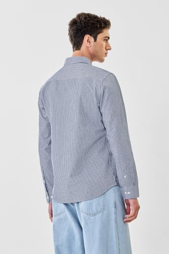 Image of SNITCH Men Formal Shirt | Slim Fit Full Sleeve Spread Collar Gingham Pattern | 100% Cotton & Breathable Fabric for Office & Smart Casual Wear