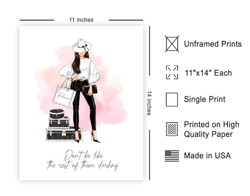 Image of Poster Master Don't Be Like The Rest of Them Darling Poster - Fashion Print - Positive Quote Art - Trendy Art - Gift for Women & Fashionista - Decor for Bedroom or Girls Room - 11x14 UNFRAMED Wall Art