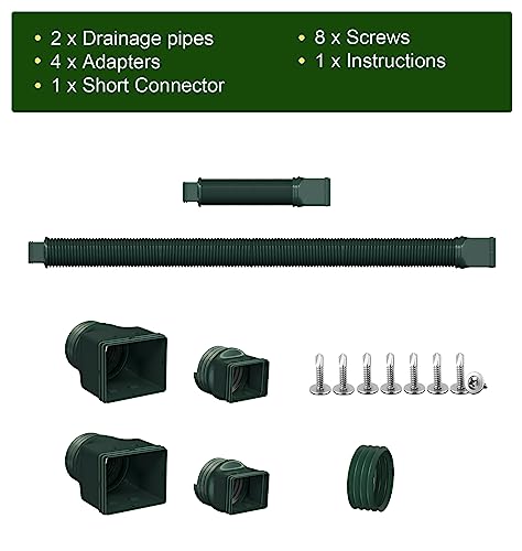 Ogutter Rain Gutter Downspout Extensions, Downspout Extender for Rainwater Drainage Flexible, Extendable 58\"+66\" Down Spout Drain Extension Pipes (2 Pack, Green)