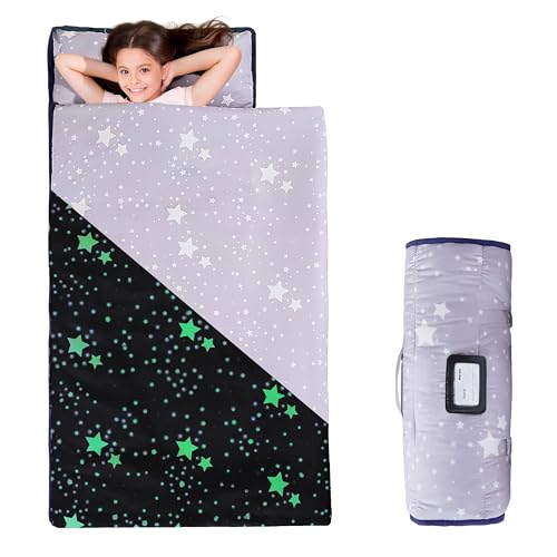 MORAIS Toddler Nap Mat with Removable Pillow and Blanket, Glow in The Dark 52