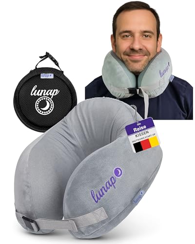 lunap Hohes Nackenkissen Flugzeug Aufblasbar + Memory Foam | Nackenkissen Aufblasbar weich | Nackenhörnchen Erwachsene | Nackenhörnchen Reise | Auto Nackenkissen | Reisekissen Flugzeug |