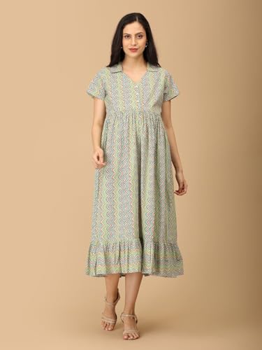 Image of The Mom Store Maternity and Nursing Sleeveless Dress for Women | Casual Dress | Pre and Post Pregnancy Wear | Printed Stylish Dress for New Mom | Trendy Dresses for Women's