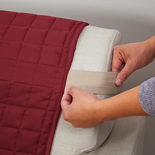 Elegant Comfort Quilted Furniture Protectors Solid And Printed Design Reversible Slipcovers Featuring Elastic Straps And Smart Pockets Great For Pets, Kids And More, Oversized Sofa, Burgundy/Black #TOP4