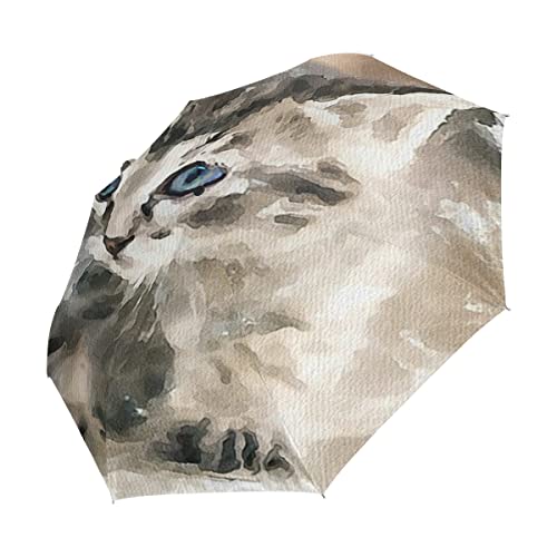 Parapluie pliable coupe-vent chat dessiné main haute protection UV