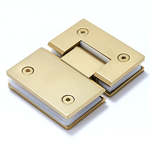 Ranbo Heavy Duty Glass Door Cupboard Showcase Cabinet Clamp Frameless Pivot Glass Shower Doors Hinge Replacement Parts Wall-To-Glass,304 Stainless Steel Polished Chrome (180 Degree) #TOP3