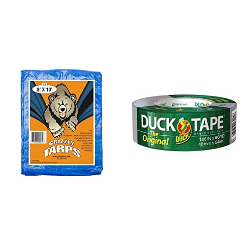 B-Air Grizzly Tarp Multi Purpose Waterproof Tarp & The Original Duck Tape Brand 394475 Duct Tape, 1-Pack 1.88 Inch x 60 Yard Silver