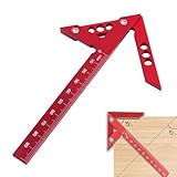 Mittenfinder,mittenfinder holz,45°90°Linienlineal Aus Aluminiumlegierung,Speedmarker Industriemarker,Zentrierwinkel Für Holzvermessung Zylindrische Zentrierung Winkelmarkierung (Rot)