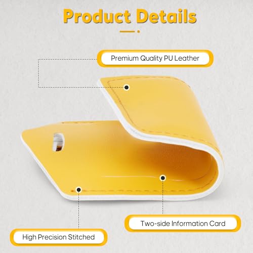 Image of Travelambo 8 Pack Luggage Tags Faux Leather for Suitcases Travel Bag Labels Travel Accessories Essential with Protection Cover ID, Yellow, One Size, Classic, Vibrant, Functional