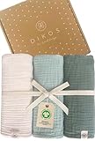DIKOS Juego de 3 paños de Gasa para bebé, 64x64 cm, 100% algodón orgánico,...
