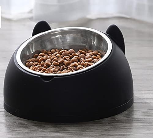Stainless Steel Pet Cat Bowl, Cat Food Bowl, Cat Feeding Bowl, Cat Water Bowl 2 Pack (black+white)