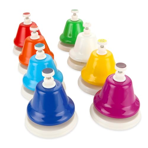 8 Pcs Rainbow Desk Bells, 8 Notes Diatonic Metal Musical Bells, M...