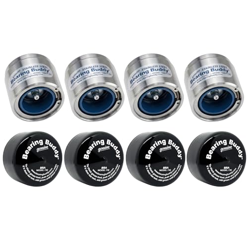 Bearing Buddy 1980A-SS - USA-Made Stainless Steel Bearing Protector w/ 19B Bra & Blue Grease Indicator - Wheel Bearing Protectors for Boats, RVs & More - Fits Hubs w/ 1.980&rdquo; Inside Diameter (2 Pairs)