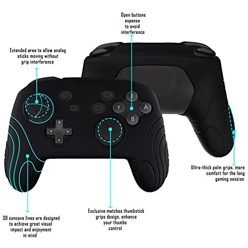 PlayVital Samurai Edition Ergonomic Silicone Skin Protective Case for Nintendo Switch Pro Controller, Soft Anti-slip Controller Grip Protector for Nintendo Switch Pro with Thumb Grip Caps - Black - Image 5