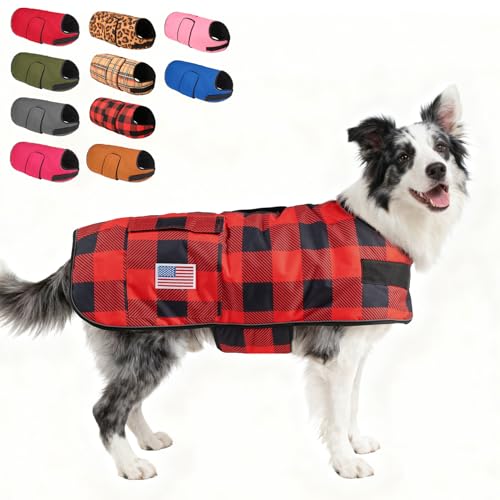 Image of BEAUTYZOO Dog Winter Coat for Large Dogs, Waterproof Oxford Canvas Jackets