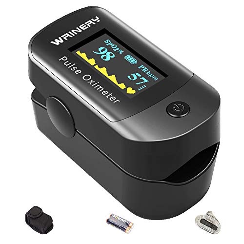 Blood Oxygen Saturation Monitor, Pulse Oximeter Fingertip, OLED Portable Oxygen Monitor, O2 Saturation Monitor, Heart Rate Monitor, SpO2 Finger Pulse Oximeter with CarryingCase,Lanyard,Batteries,Black