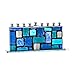 Ner Mitzvah Glass Candle Menorah - Fits All Standard Chanukah Candles - Handcrafted Blue and White Western Wall/Kotel Design Menora
