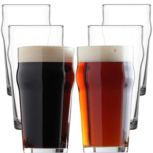 NORDIC SCHILLER Verre a Biere, Lot de 6, 570ml, 100% SANS PLOMB Verres à Bière, Verres Pinte de Biere, Verre à Long Drink, Verres à Jus, Pint Beer Glasses