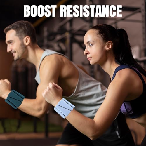 2pk Inspack 2lb Wrist & Ankle Weights for Women(1lbs Each), Arm & Leg Weights Womens, 2lbs Walking Weights, Wearable Weights Bangles Bands Set, Bracelet, Adjustable Weighted for Pilates, Yoga(Blue)